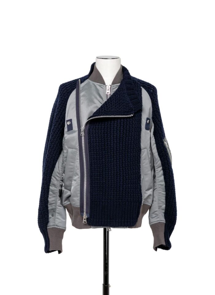 Nylon Twill Mix Knit Blouson